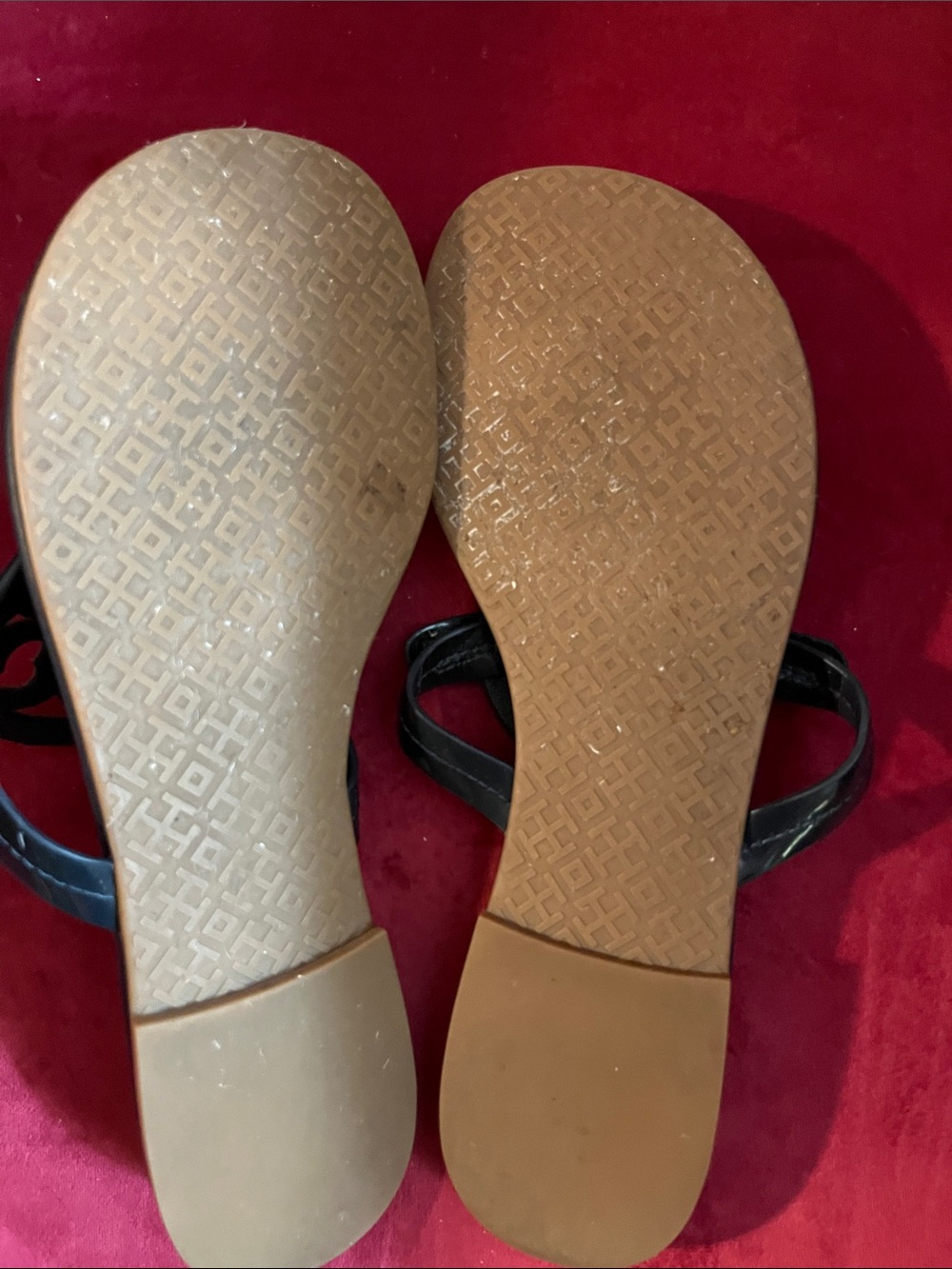 Tory Burch Black Sandals with Rainbow Logo Accents - Picture 6 of 6